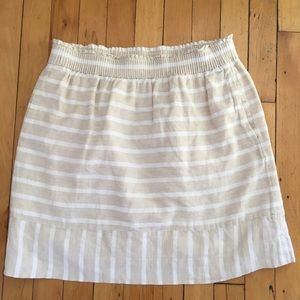 J Crew beige and white striped linen skirt